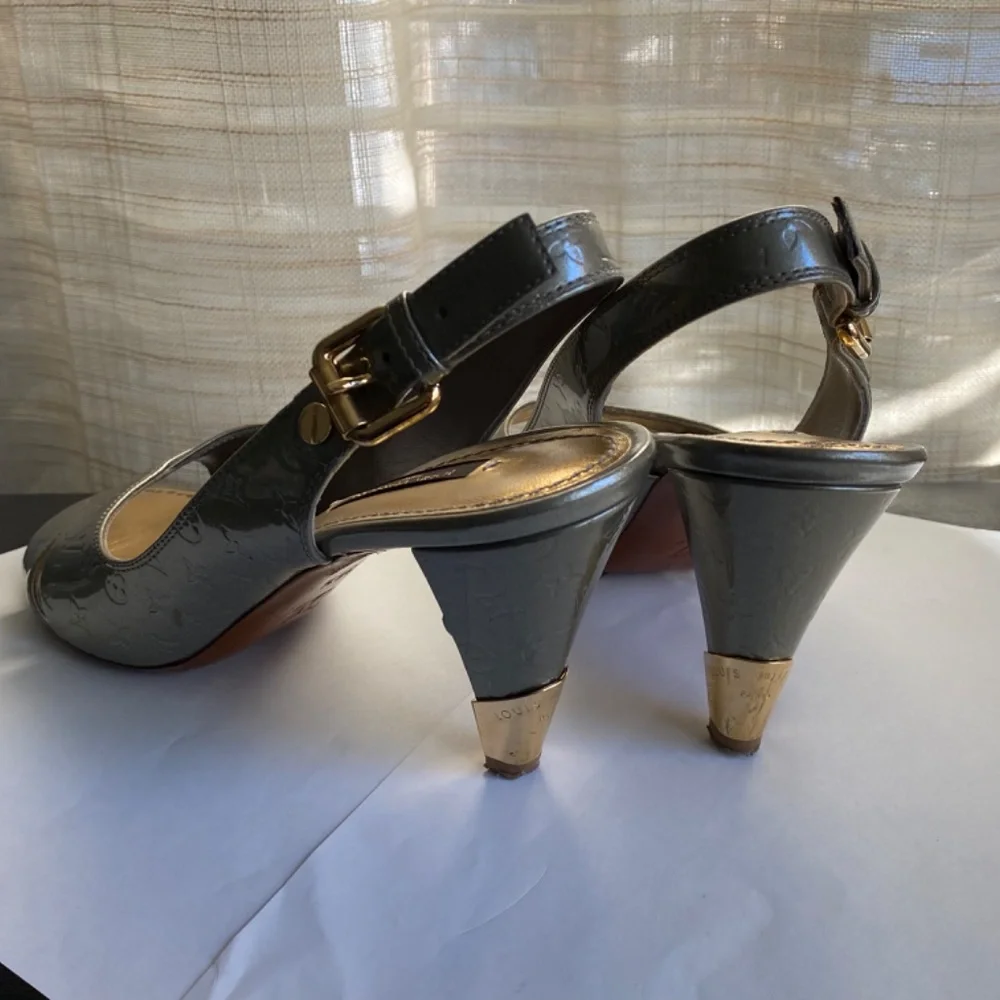 Louis Vuitton patent leather monogram mules heels open toe pumps 36.5-6.5 Italy - Picture 5 of 11